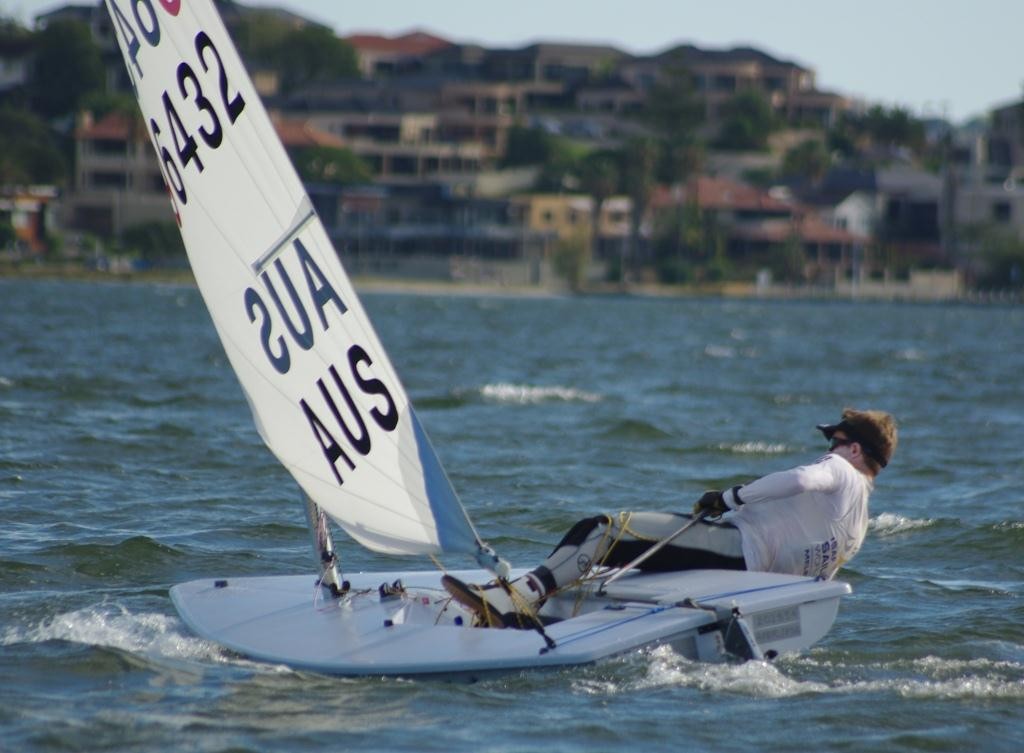 World Laser Radial Champion Tristan Brown will be a strong challenger in the Radial fleet. - 2013 WA State Laser Championships &copy; Brad Utting